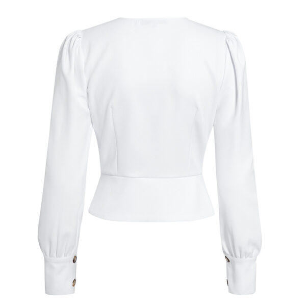 Blusa de manga larga con acabados redondos y botones A&P. - Imagen 4