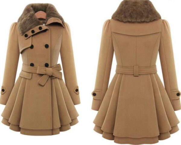 European Beauty Slim Mid-length Coat Double-Breasted Thick Coat - Imagen 2