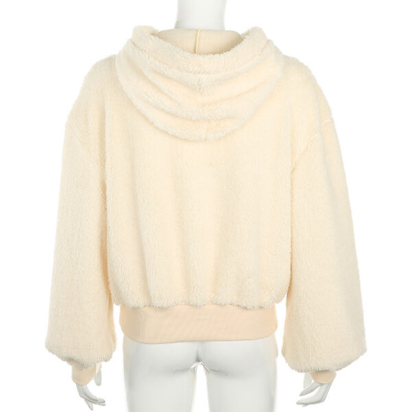 Furry Hooded Loose Coat - Imagen 9