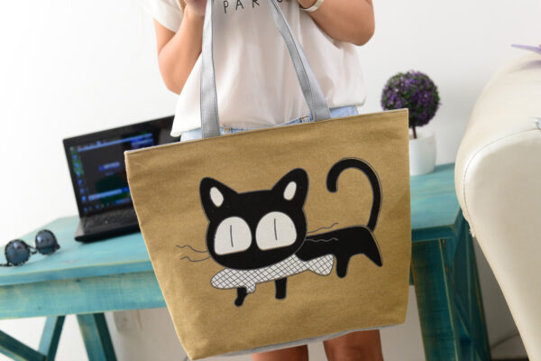 Cat Canvas Shoulder Bag - Imagen 2