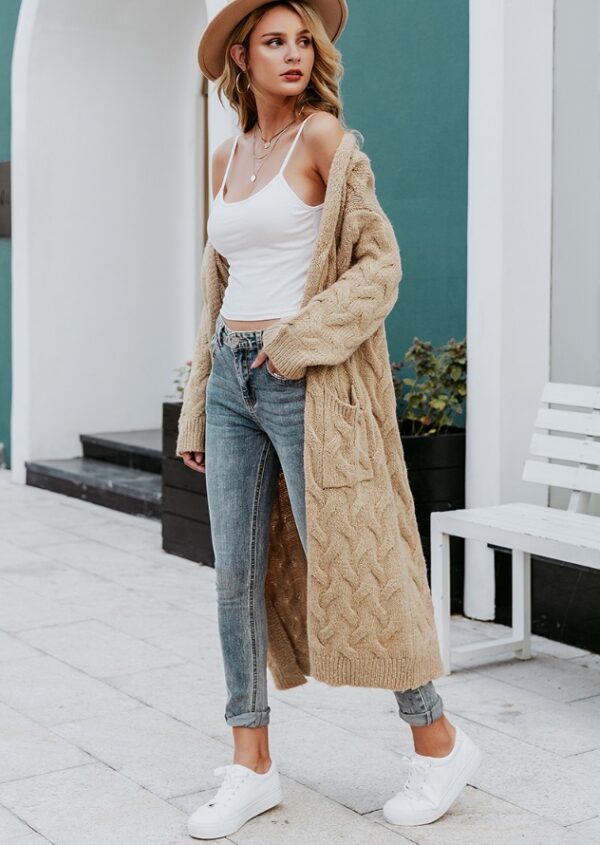 Thick needle sweater cardigan - Imagen 7