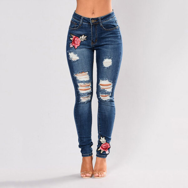 Embroidery jeans stretch jeans pants - Imagen 14