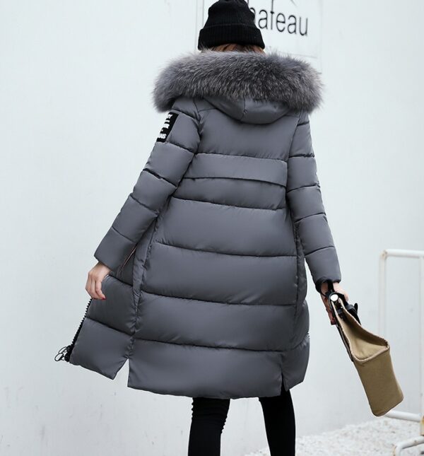 The new cotton padded winter long big girls slim Korean fur collar size feather padded female thickening - Imagen 4