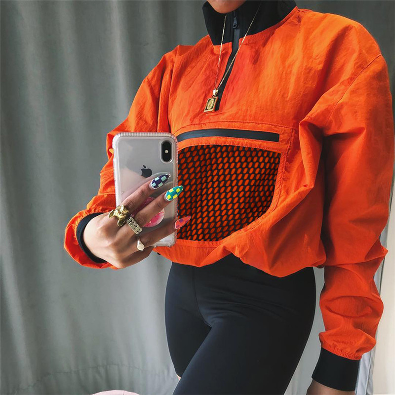 Long sleeved half  collar loose versatile t-shirt