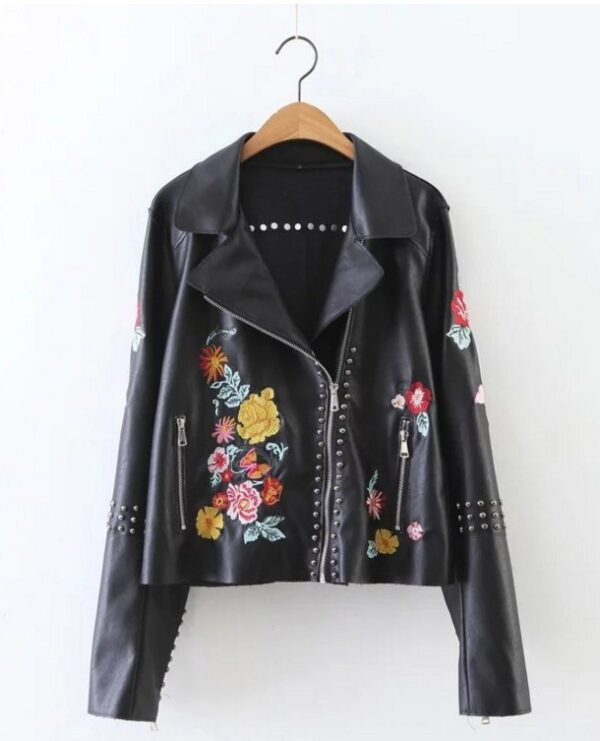 Black Floral Embroidered Jacket - Imagen 3