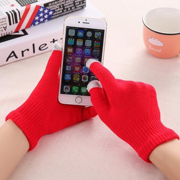 Creative new imitation cashmere knit gloves ladies jacquard touch screen warm fashion winter gloves - Imagen 18
