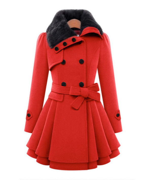 European Beauty Slim Mid-length Coat Double-Breasted Thick Coat