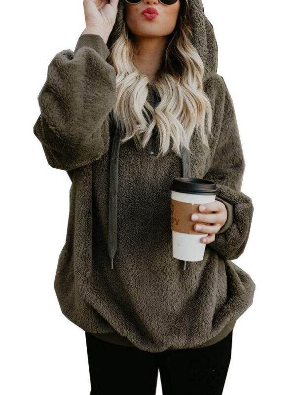 European and American long-sleeved hooded solid color sweater - Imagen 10