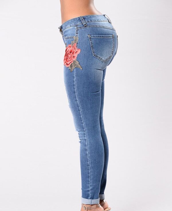 Embroidery jeans stretch jeans pants - Imagen 7