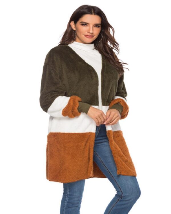 Stitching plush cardigan - Imagen 4