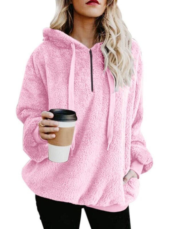 European and American long-sleeved hooded solid color sweater - Imagen 13