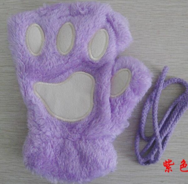 Winter Lovely Half Cover Paw Bear Cat Claw Gloves Short Finger - Imagen 6