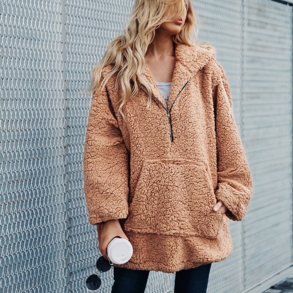 Plush large size sweater coat