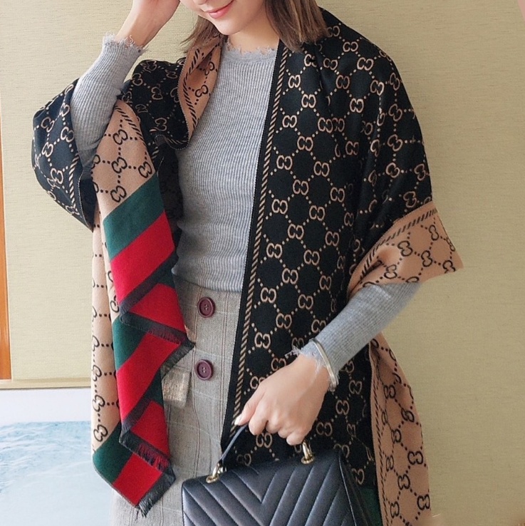 Double-sided imitation cashmere scarf female winter dual-use air-conditioned room shawl