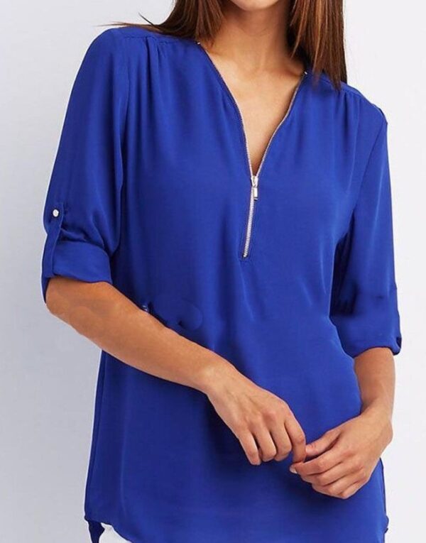 Camiseta de manga larga con cuello en V y cremallera A&P. - Imagen 5