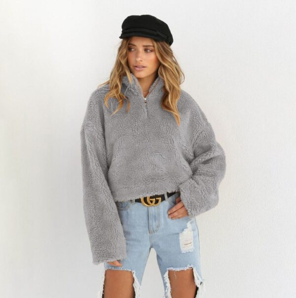 Four-color high collar long-sleeved padded sweater - Imagen 4