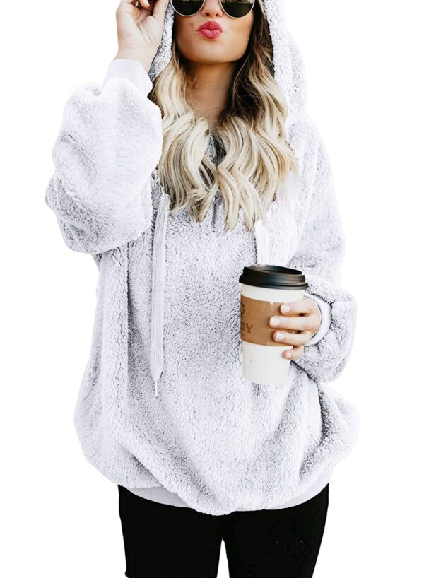 European and American long-sleeved hooded solid color sweater - Imagen 8