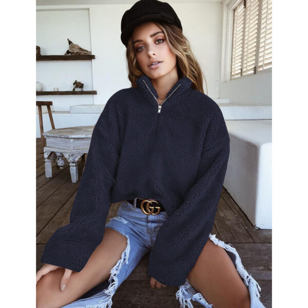 Four-color high collar long-sleeved padded sweater - Imagen 2