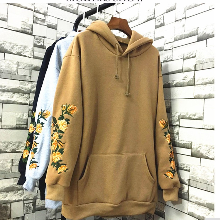 Sweatshirt Women's Elegant Embroidered Print Long Sleeve Fashion Hoodie