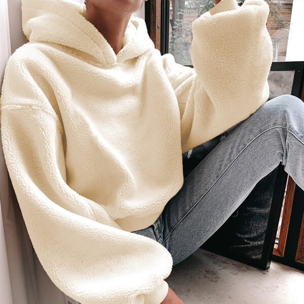 Furry Hooded Loose Coat - Imagen 3