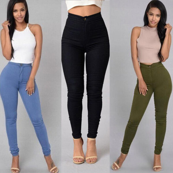 Aliexpress wish Amazon explosion Leggings thin waist stretch pencil pants tight candy colored jeans - Imagen 3