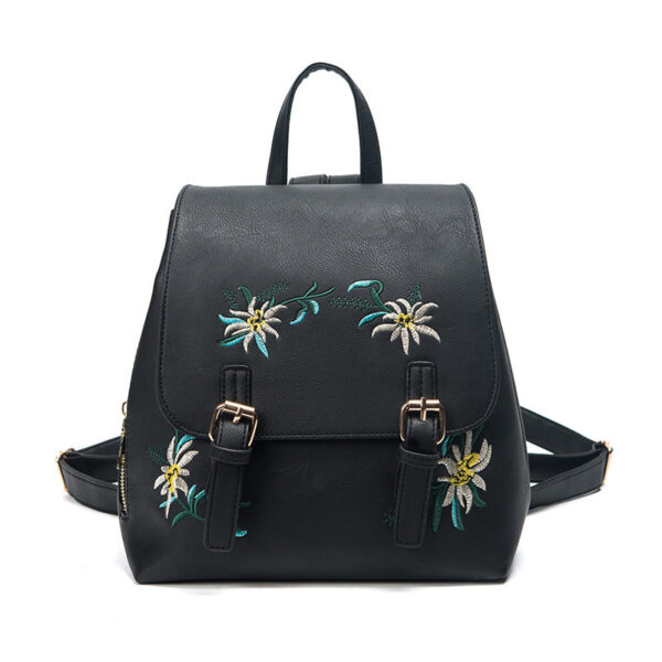 Embroidered Folk Style Fashion Leather Backpack Wholesale Flower Color Embroidery - Imagen 7