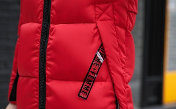 The new cotton padded winter long big girls slim Korean fur collar size feather padded female thickening - Imagen 9