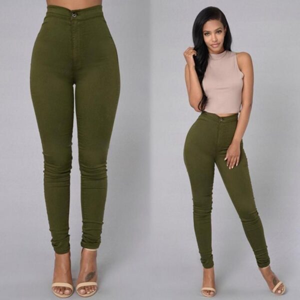 Aliexpress wish Amazon explosion Leggings thin waist stretch pencil pants tight candy colored jeans - Imagen 5