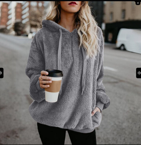 European and American long-sleeved hooded solid color sweater - Imagen 2