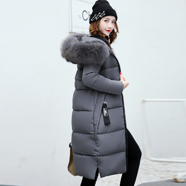 The new cotton padded winter long big girls slim Korean fur collar size feather padded female thickening - Imagen 16