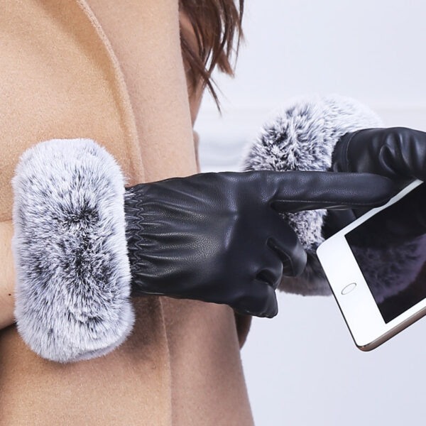 Autumn and winter touch screen leather gloves - Imagen 4
