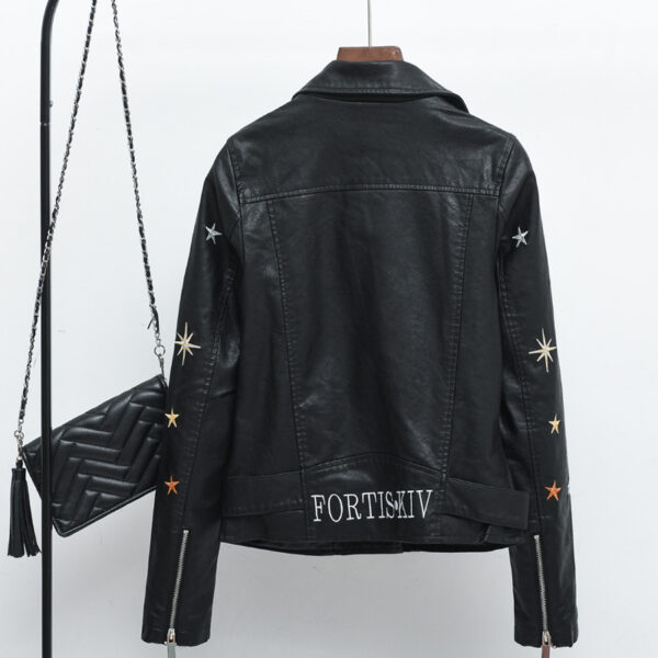 Embroidered leather coat - Imagen 5