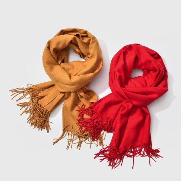 Autumn and winter fringed cashmere scarf - Imagen 4