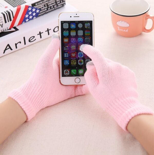 Creative new imitation cashmere knit gloves ladies jacquard touch screen warm fashion winter gloves - Imagen 19