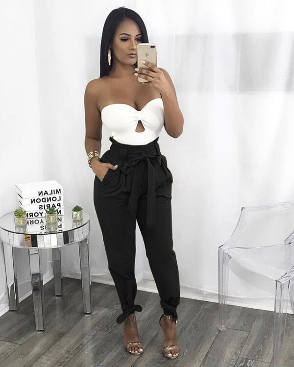 CALOFE 2020 Summer Autumn Loose Bow Ruffle Women Pants Summer Casual Belt High Waist Solid Trousers Steetwear Female Pants - Imagen 5