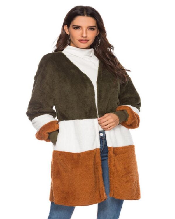Stitching plush cardigan - Imagen 3
