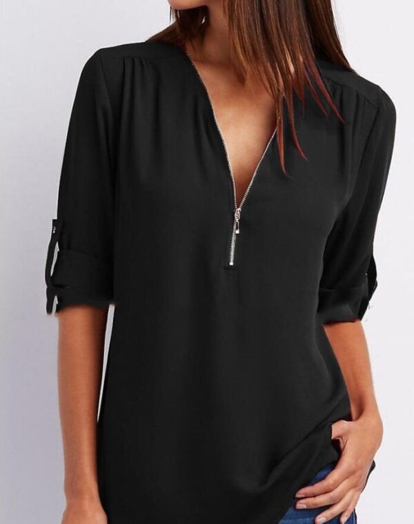 Camiseta de manga larga con cuello en V y cremallera A&P. - Imagen 11