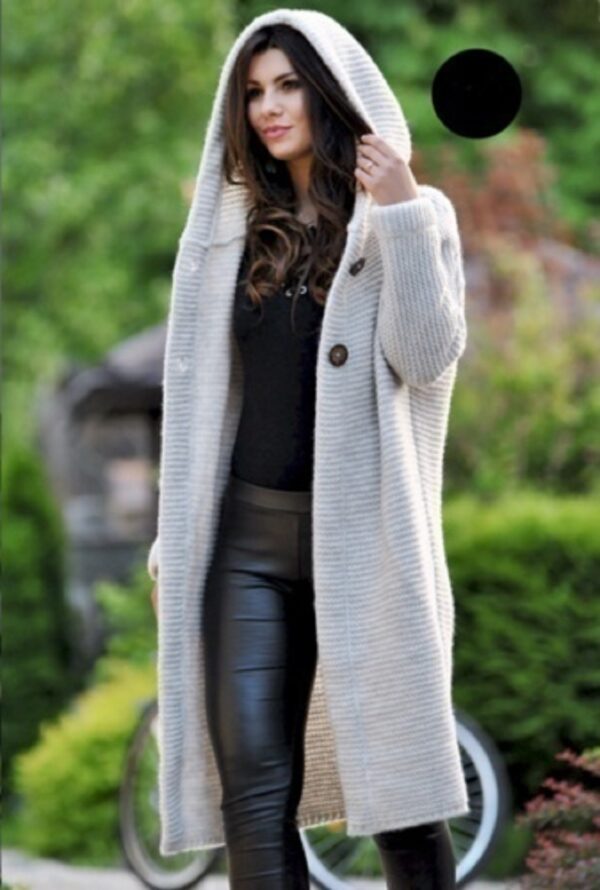 NEW Women's Baggy Cardigan Coat Tops Ladies Chunky Knitted Sweater Jumper Hood - Imagen 3