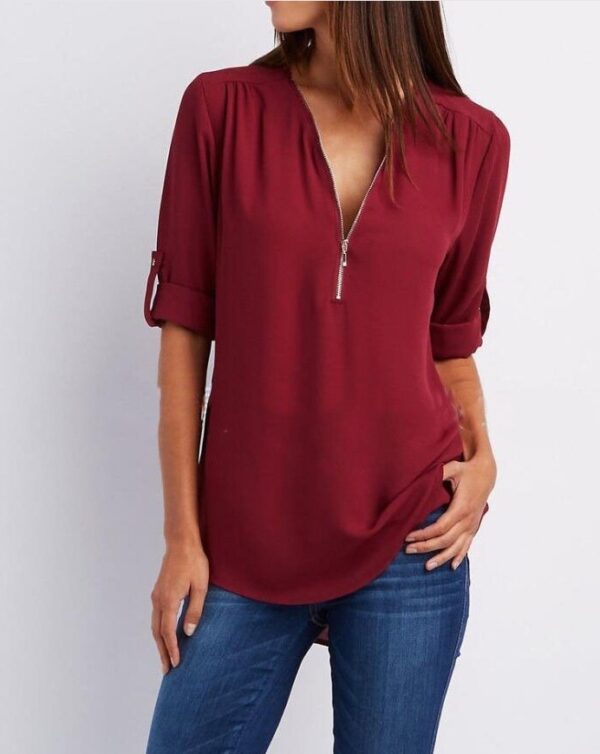 Camiseta de manga larga con cuello en V y cremallera A&P. - Imagen 9