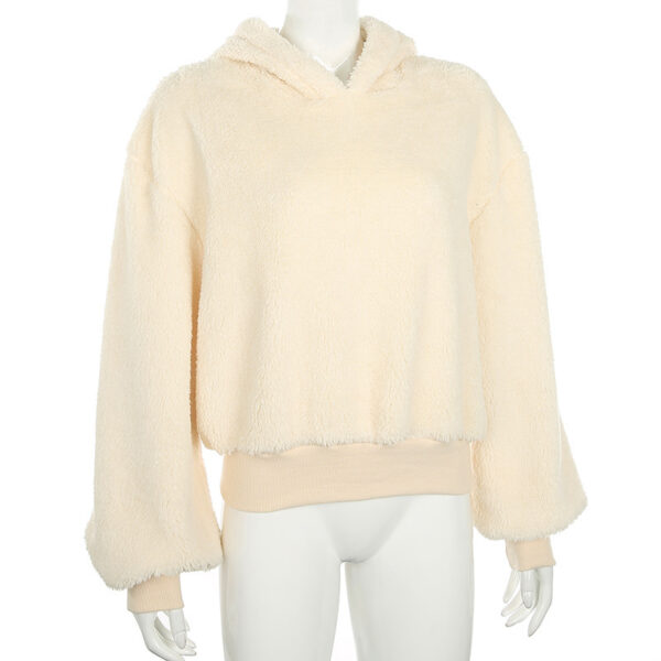 Furry Hooded Loose Coat - Imagen 13