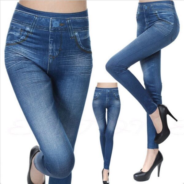 Imitation Denim Leggings - Imagen 4