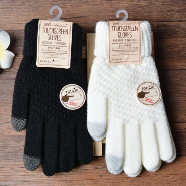 Creative new imitation cashmere knit gloves ladies jacquard touch screen warm fashion winter gloves - Imagen 5