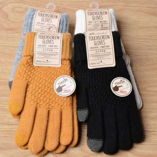 Creative new imitation cashmere knit gloves ladies jacquard touch screen warm fashion winter gloves - Imagen 3