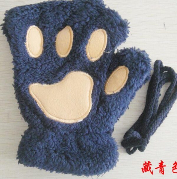 Winter Lovely Half Cover Paw Bear Cat Claw Gloves Short Finger - Imagen 4