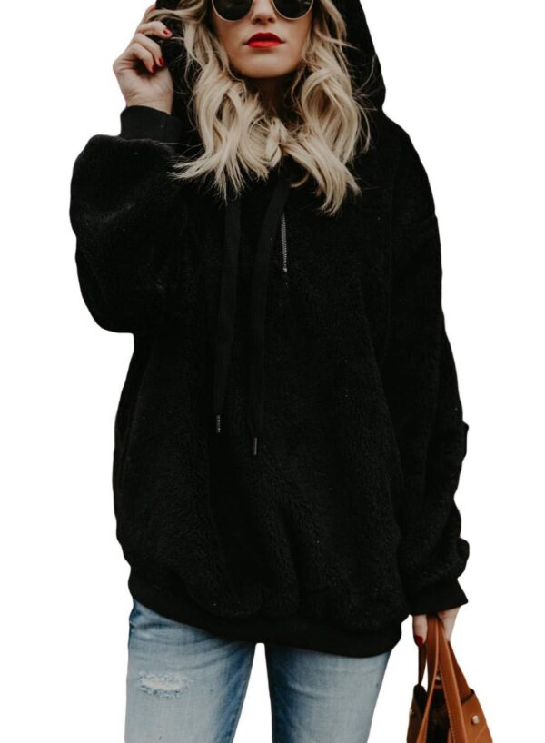 European and American long-sleeved hooded solid color sweater - Imagen 12