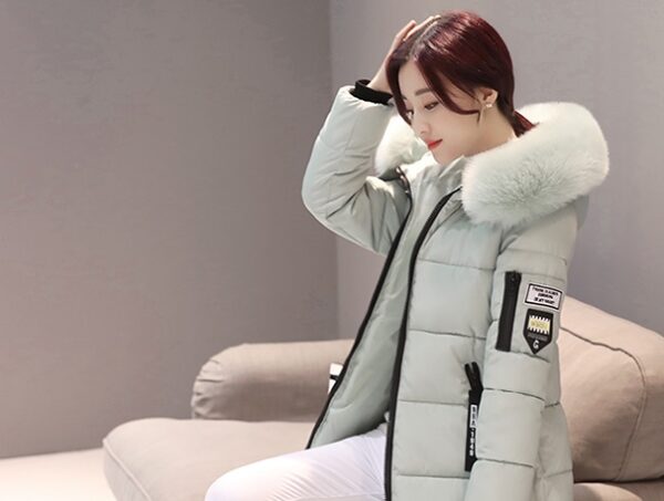 Slim thick cotton jacket large fur collar cotton suit - Imagen 6