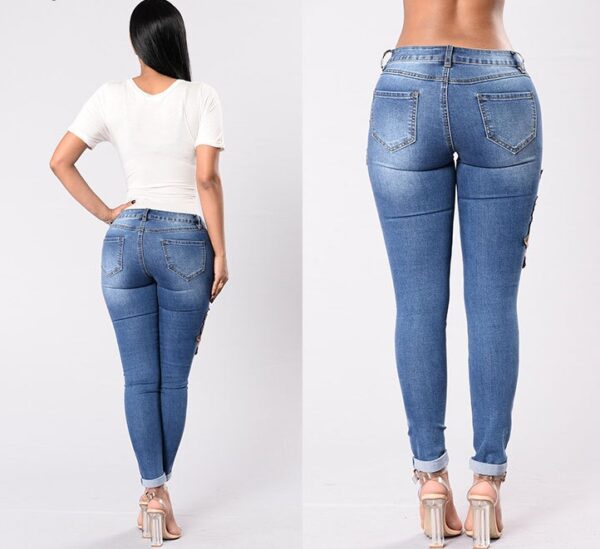 Embroidery jeans stretch jeans pants - Imagen 5