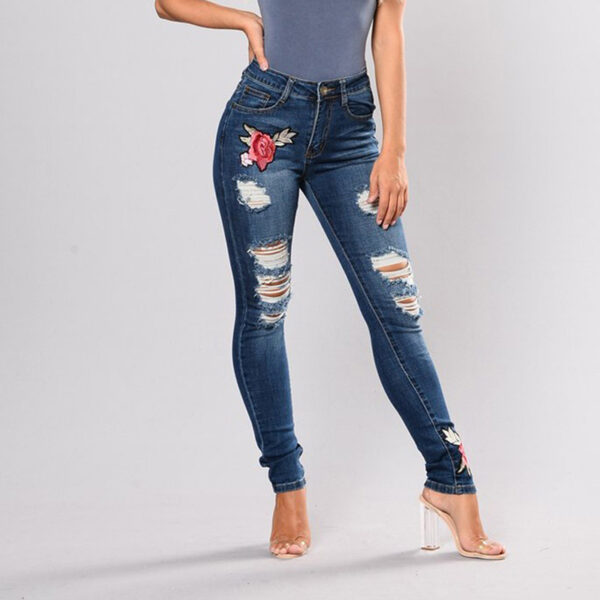 Embroidery jeans stretch jeans pants - Imagen 17