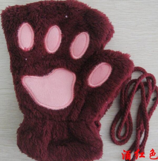 Winter Lovely Half Cover Paw Bear Cat Claw Gloves Short Finger - Imagen 12