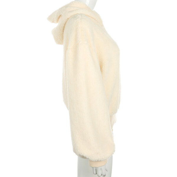 Furry Hooded Loose Coat - Imagen 16